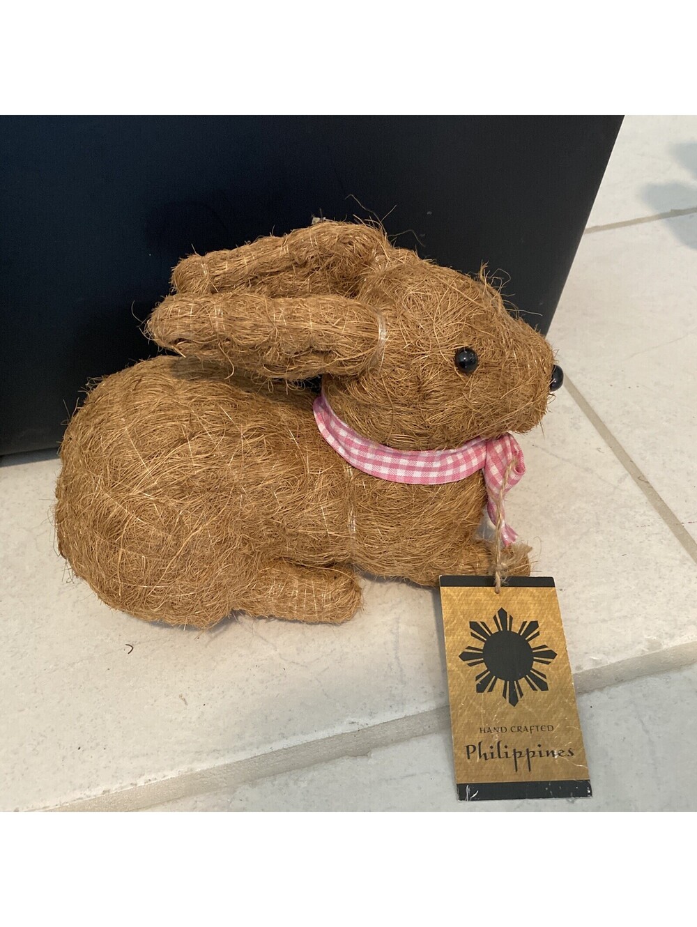 Easter Bunny Artisan Handcrafted Tabletop Decoration Lightweight Brown NWT